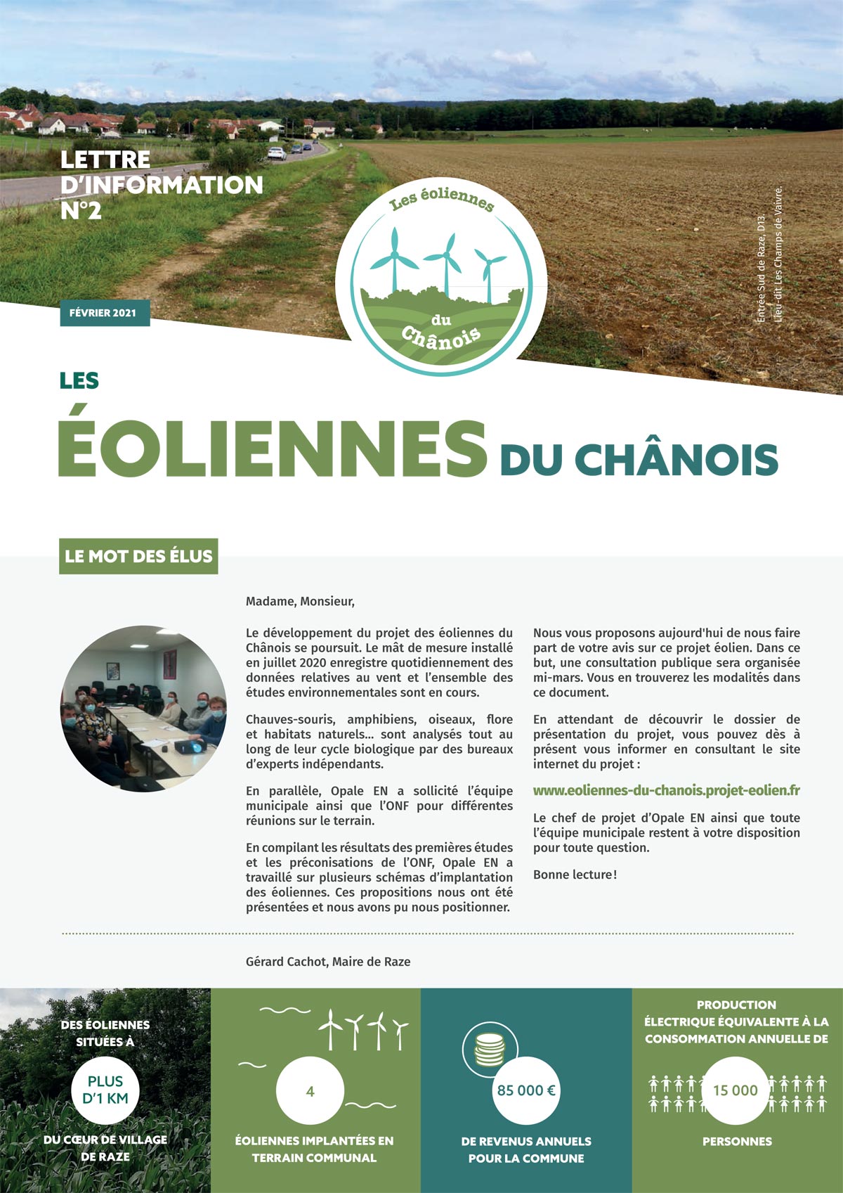Projet des éoliennes du Chânois : Lettre d'inforation n° 2 - Février 2021
